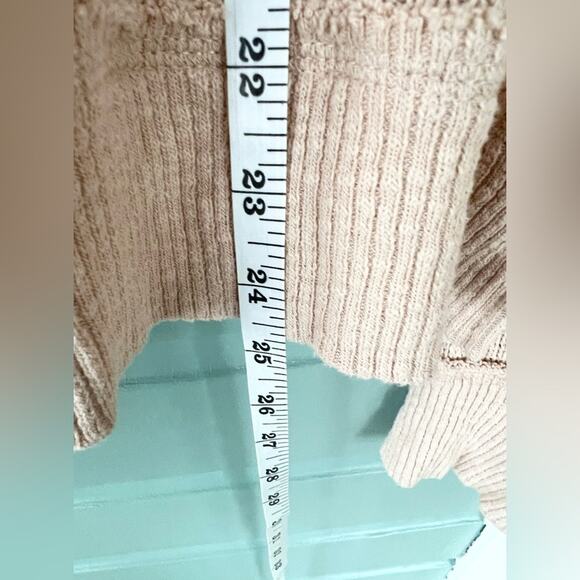 FREE PEOPLE Tommy Turtleneck sweater Toasted Almond cream neutral knit fall M - Picture 9 of 10